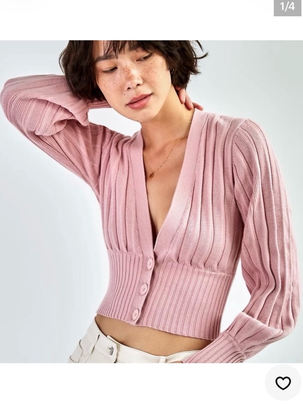 Aritzia Wilfred Plunge Front Cardigan in Blush Pink Sz S EUC
